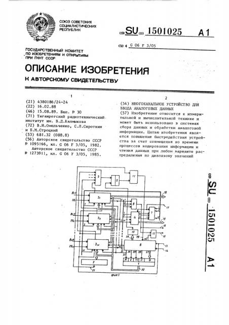 Многоканальное устройство для ввода аналоговых данных (патент 1501025)