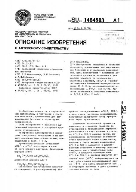 Шпаклевка (патент 1454803)