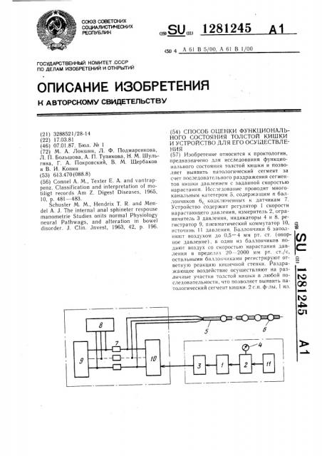 Способ оценки функционального состояния толстой кишки и устройства для его осуществления (патент 1281245)