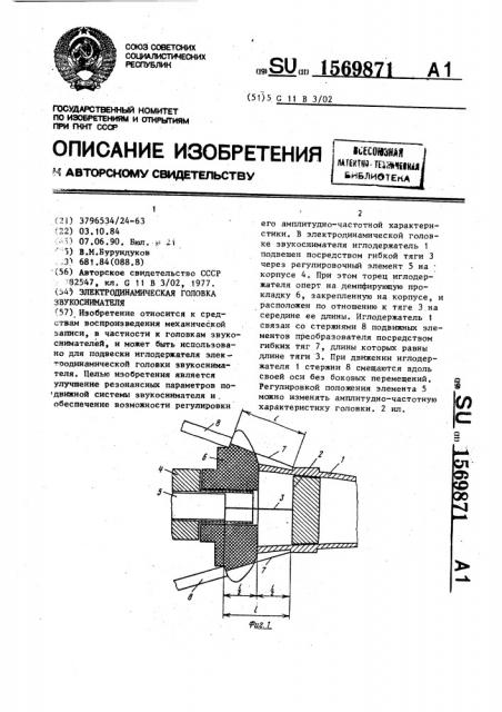 Электродинамическая головка звукоснимателя (патент 1569871)