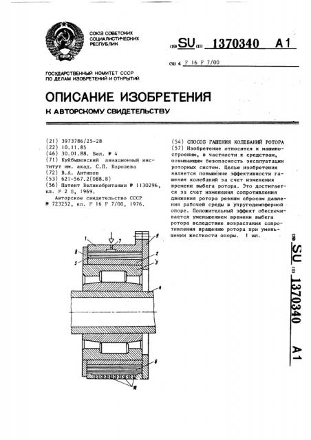 Способ гашения колебаний ротора (патент 1370340)