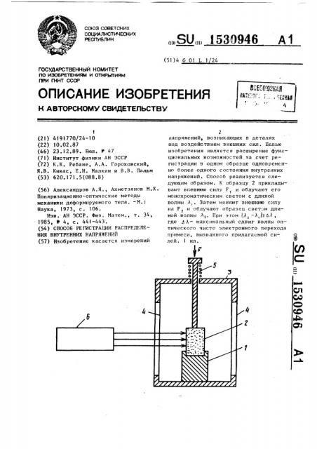 Способ регистрации распределения внутренних напряжений (патент 1530946)