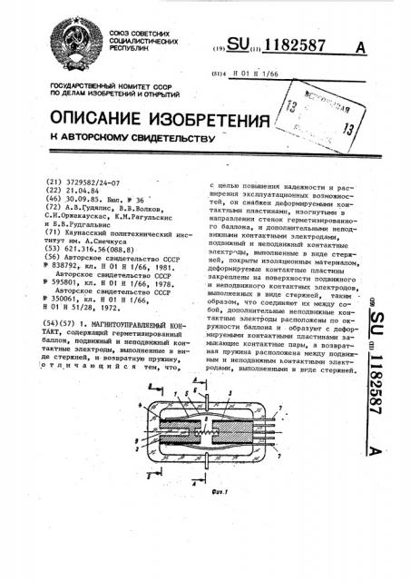 Магнитоуправляемый контакт (патент 1182587)