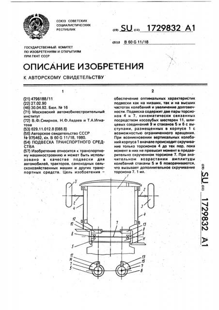 Подвеска транспортного средства (патент 1729832)