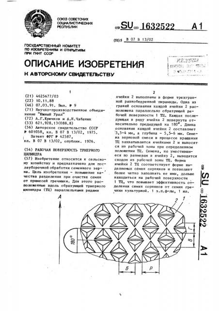 Рабочая поверхность триерного цилиндра (патент 1632522)