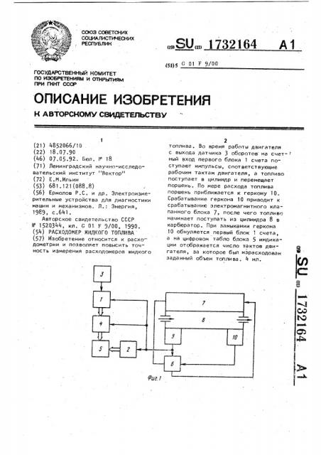 Расходомер жидкого топлива (патент 1732164)