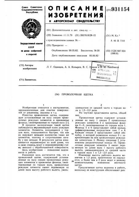Проволочная щетка (патент 931154)