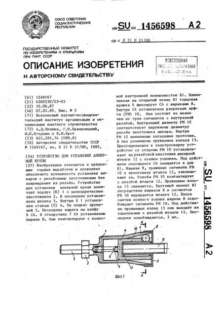 Устройство для установки анкерной крепи (патент 1456598)