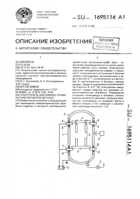 Электропечь для химико-термической обработки деталей (патент 1695114)