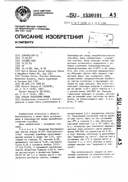 Способ получения амида (патент 1530101)