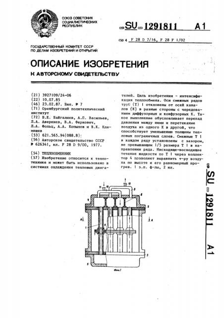 Теплообменник (патент 1291811)