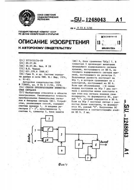 Способ преобразования биимпульсных сигналов (патент 1248043)