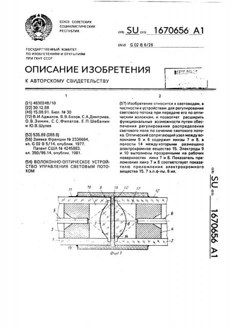 Волоконно-оптическое устройство управления световым потоком (патент 1670656)