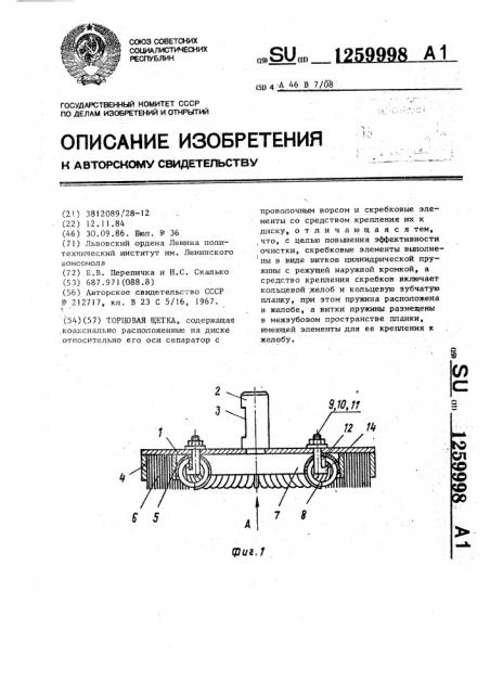 Торцовая щетка (патент 1259998)