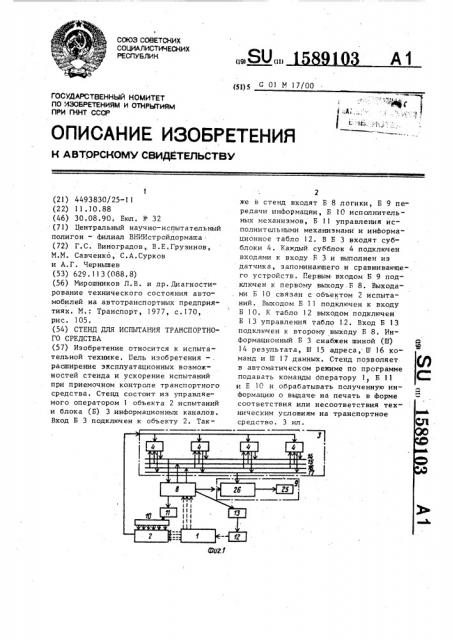 Стенд для испытания транспортного средства (патент 1589103)