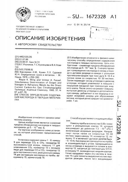 Способ определения содержания кислорода в твердых материалах (патент 1672328)
