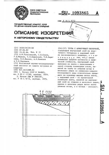 Труба с армирующей оболочкой (патент 1093865)
