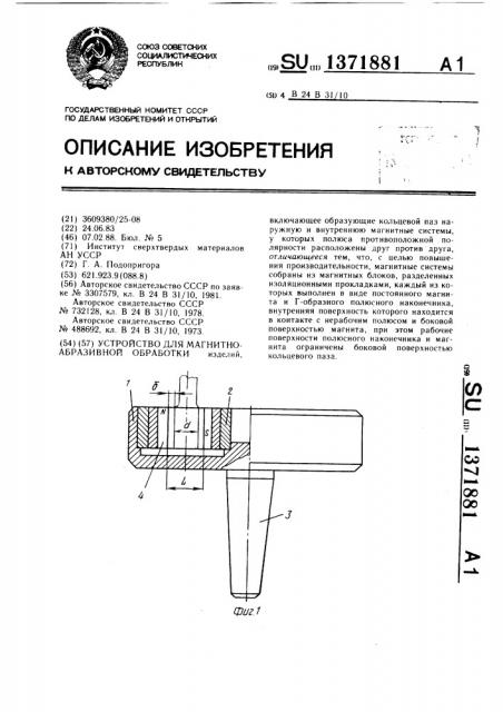 Устройство для магнито-абразивной обработки (патент 1371881)