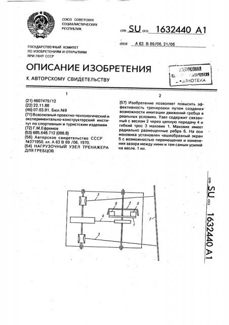 Нагрузочный узел тренажера для гребцов (патент 1632440)