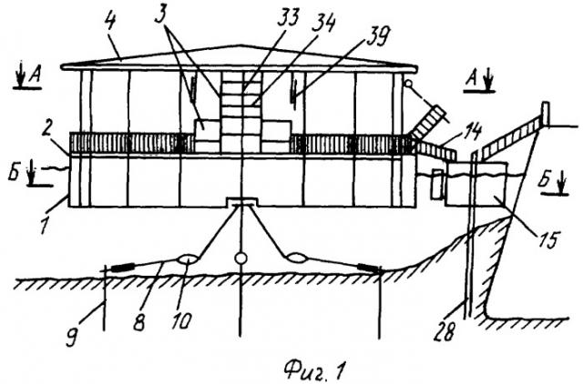 Плавучее здание, например кафе (патент 2272737)