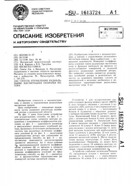 Способ управления радиальными магнитными опорами ротора (патент 1613724)