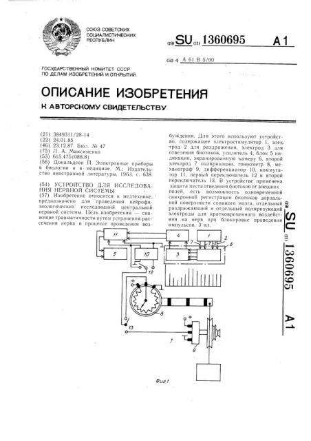 Устройство для исследования нервной системы (патент 1360695)