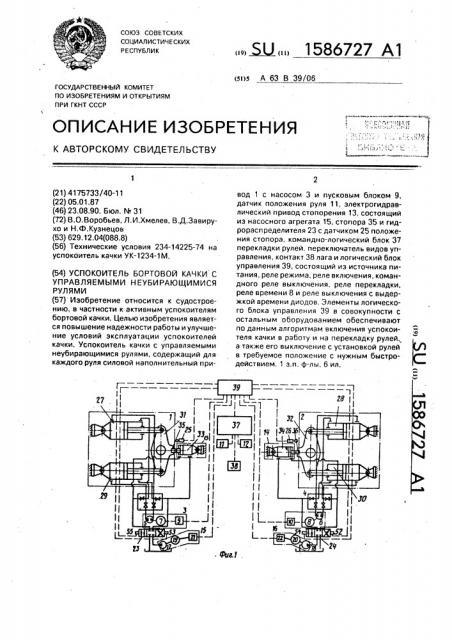 Успокоитель бортовой качки с управляемыми неубирающимися рулями (патент 1586727)