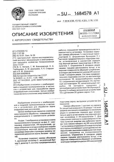 Установка для микронизации зерна (патент 1684578)