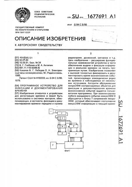Программное устройство для фиксации и документирования времени (патент 1677691)