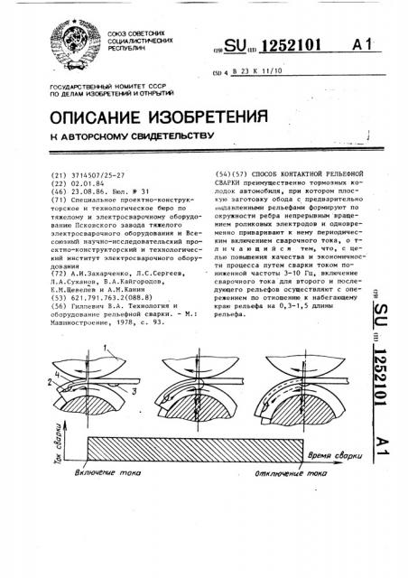 Способ контактной рельефной сварки (патент 1252101)