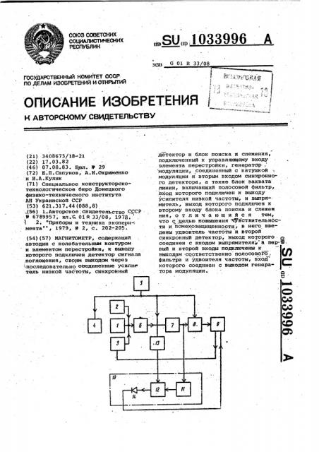 Магнитометр (патент 1033996)