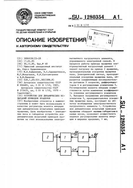 Устройство для динамических испытаний приводов вращения (патент 1280354)