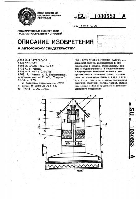 Диффузионный насос (патент 1030583)