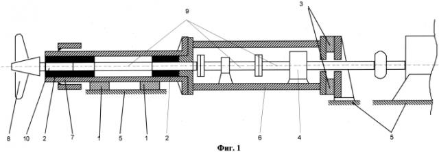 Устройство виброизоляции валопровода с подшипниками и гребным винтом от корпуса судна (патент 2579372)