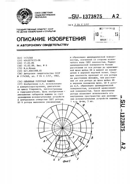 Объемная роторная машина (патент 1373875)