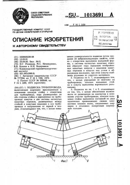 Подвеска трубопровода (патент 1013691)