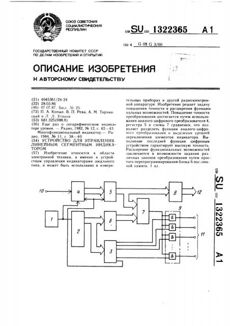 Устройство для управления линейным сегментным индикатором (патент 1322365)