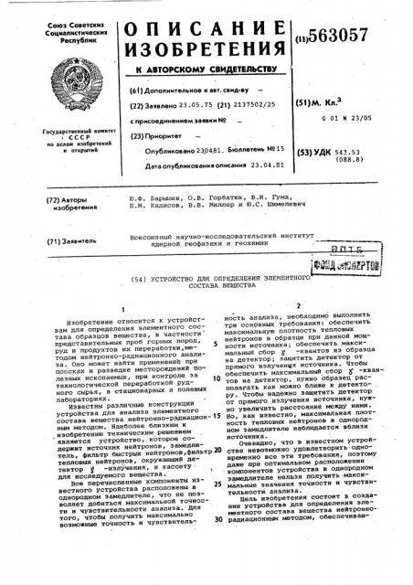 Устройство для определения элементарного состававещества (патент 563057)