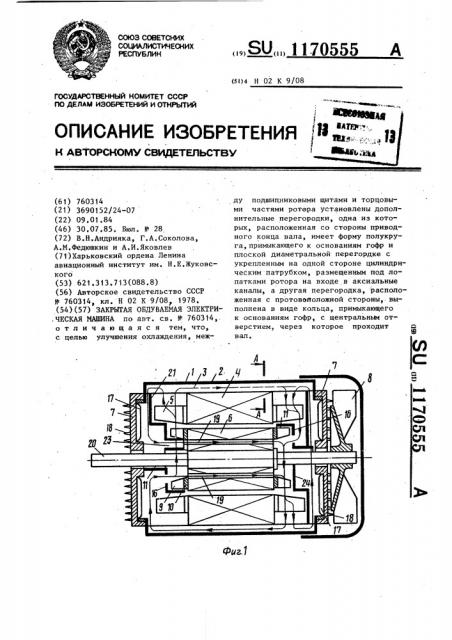 Закрытая обдуваемая электрическая машина (патент 1170555)