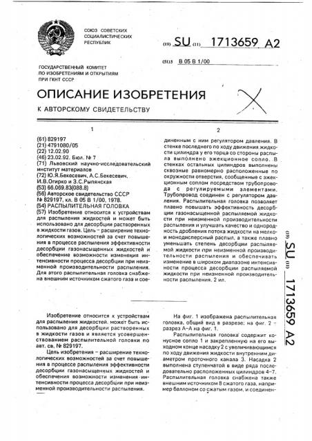 Распылительная головка (патент 1713659)