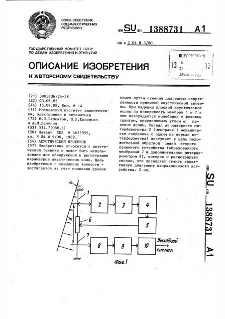 Акустический приемник (патент 1388731)