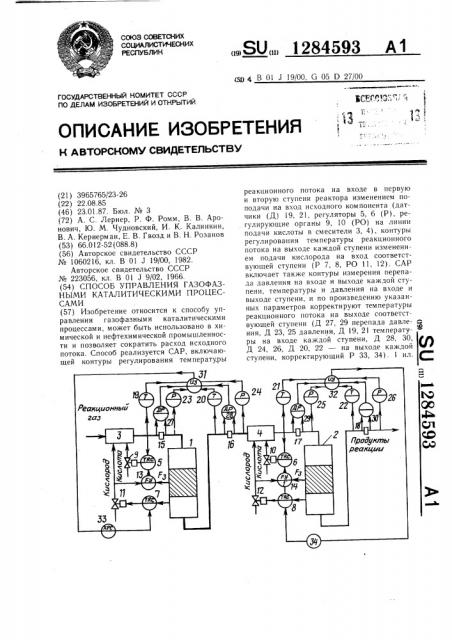 Способ управления газофазными каталитическими процессами (патент 1284593)