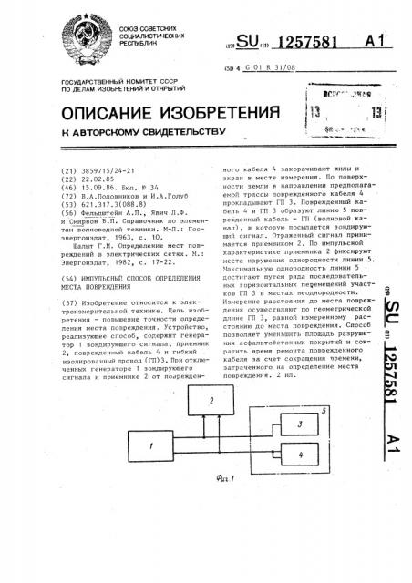 Импульсный способ определения места повреждения (патент 1257581)