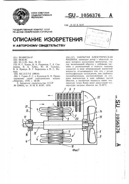 Закрытая электрическая машина (патент 1056376)