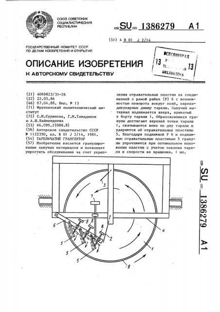 Тарельчатый гранулятор (патент 1386279)