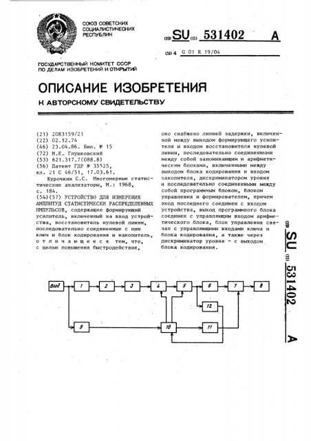 Устройство для измерения амплитуд статистически распределенных импульсов (патент 531402)