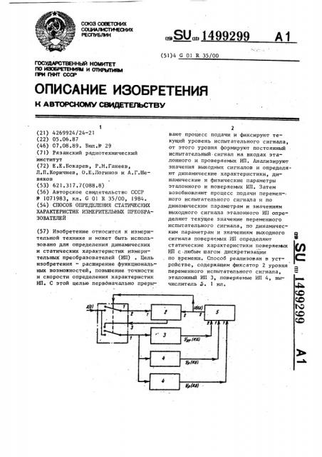 Способ определения статических характеристик измерительных преобразователей (патент 1499299)