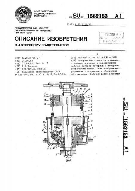 Рабочий ротор роторной машины (патент 1562153)