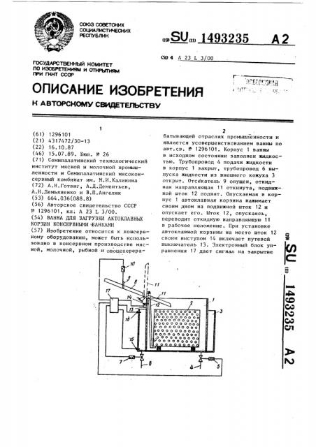 Ванна для загрузки автоклавных корзин консервными банками (патент 1493235)