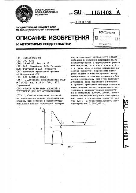 Способ нанесения покрытий и устройство для его осуществления (патент 1151403)
